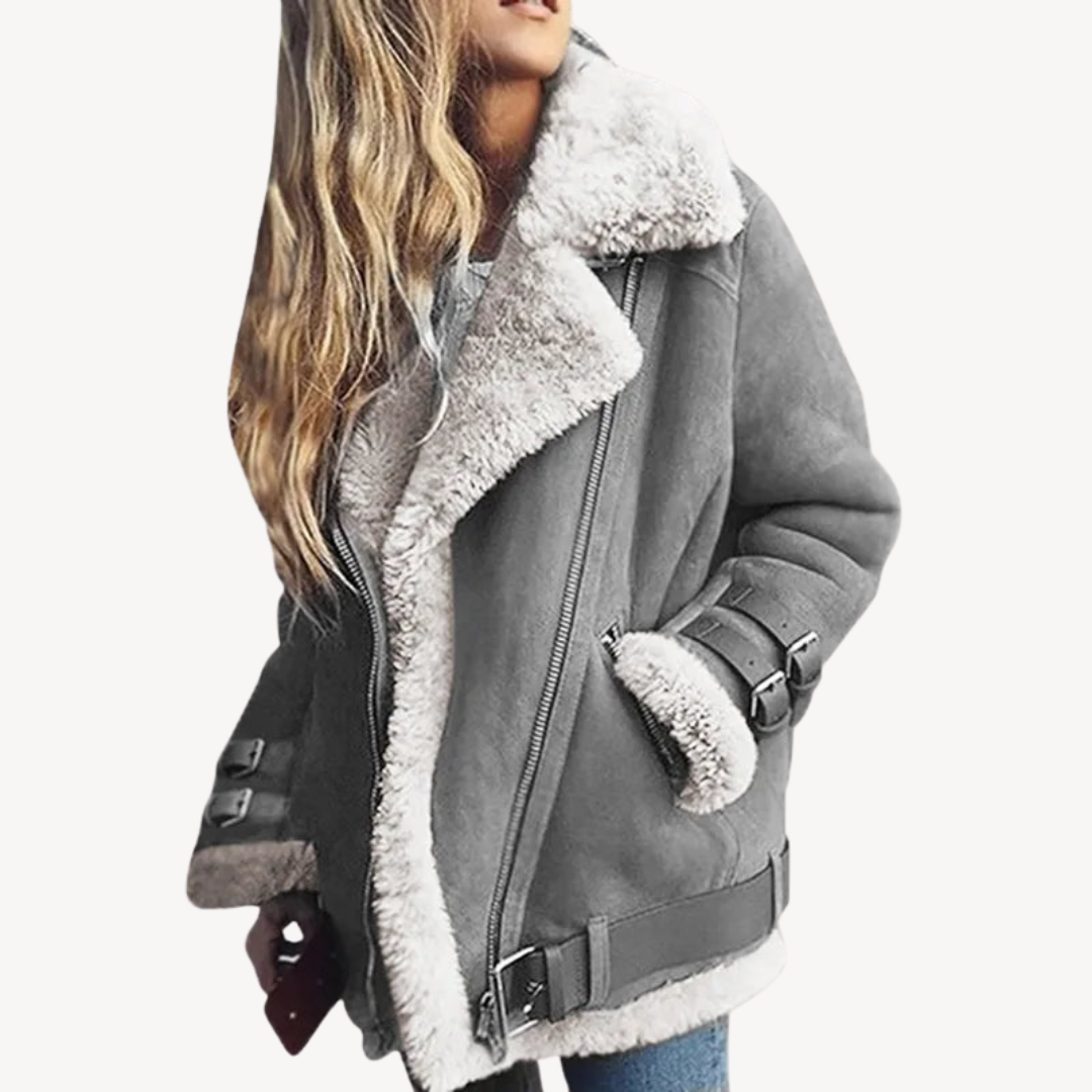 Elarova | Bikerjacke mit Shearling-Futter für Damen