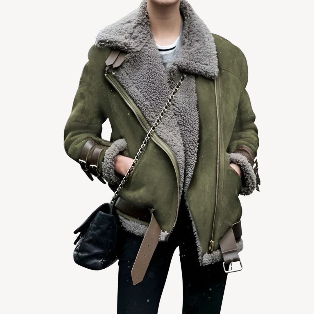 Elarova | Bikerjacke mit Shearling-Futter für Damen