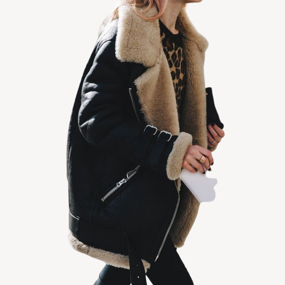 Elarova | Bikerjacke mit Shearling-Futter für Damen