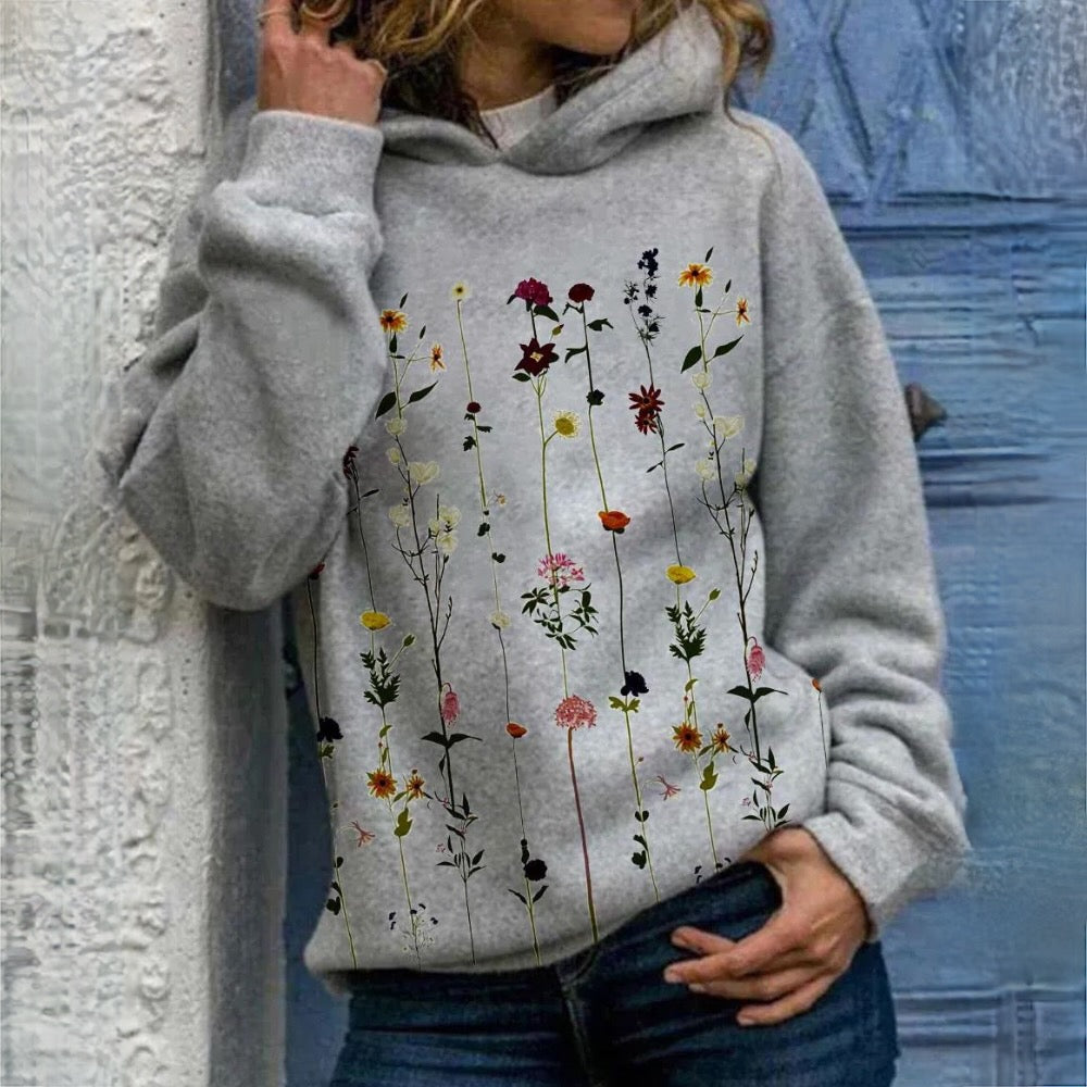 Elarova | Blumenmuster Hoodie für Damen