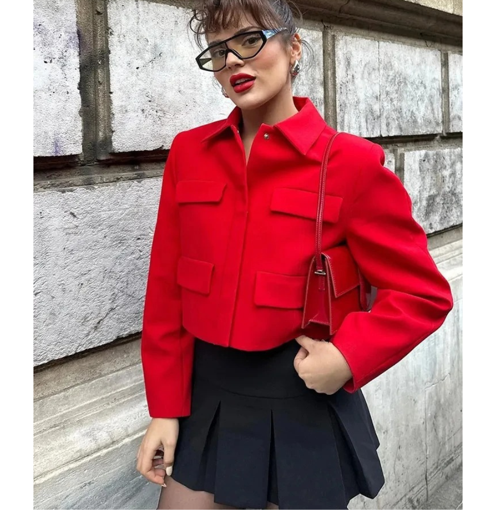 Elarova | Bomberjack Damen Kurzjacke mit Vier Fronttaschen und Minimalistischem Design
