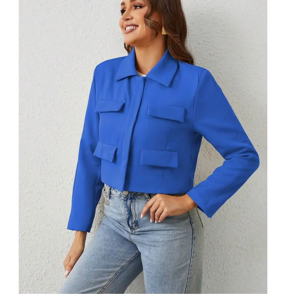 Elarova | Bomberjack Damen Kurzjacke mit Vier Fronttaschen und Minimalistischem Design