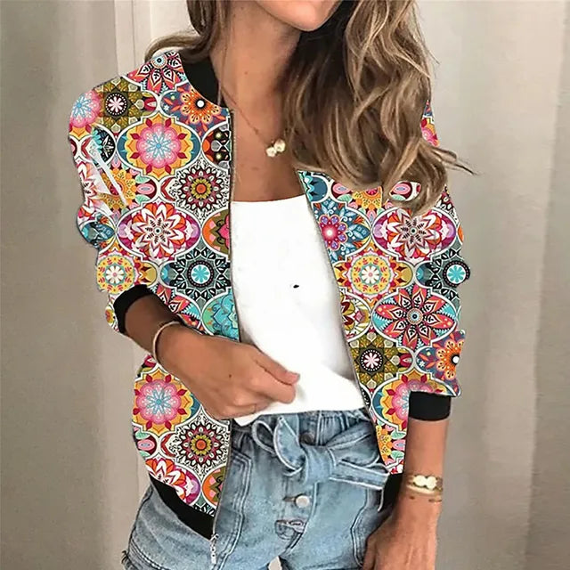 Elarova | Bomberjacke Mit Grafikdruck Für Damen