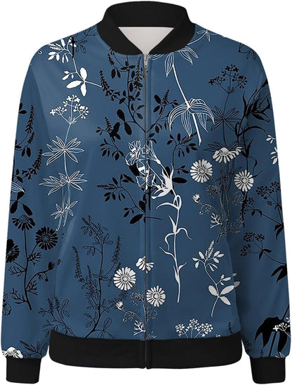 Elarova | Bomberjacke mit Blumenmuster für Damen