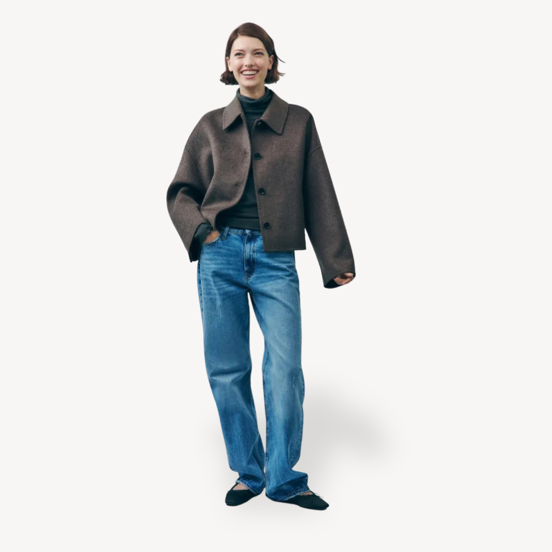 Elarova | Braune Oversize-Kurzjacke für Damen