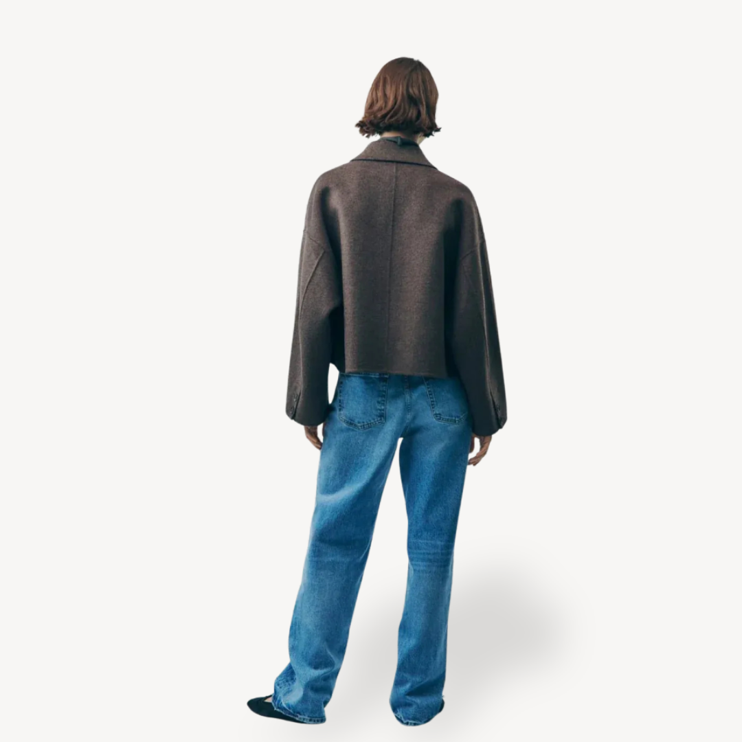 Elarova | Braune Oversize-Kurzjacke für Damen