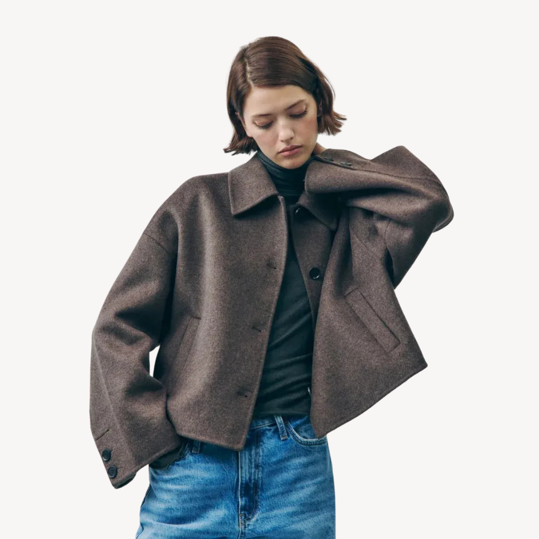 Elarova | Braune Oversize-Kurzjacke für Damen