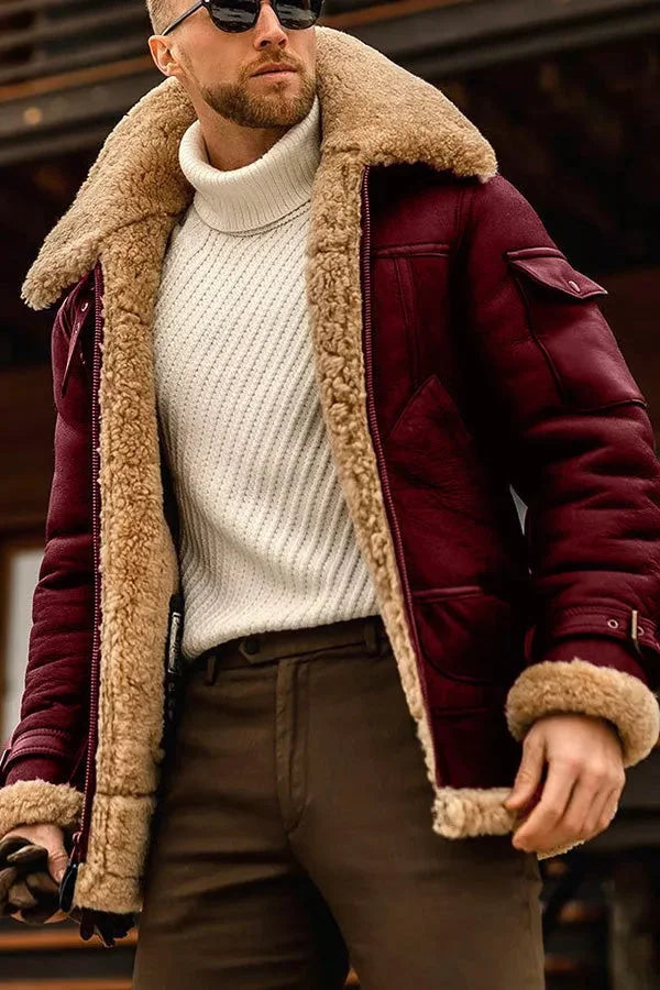 Elarova | Camel Stilvolle Fliegende Lederjacke Für Männer