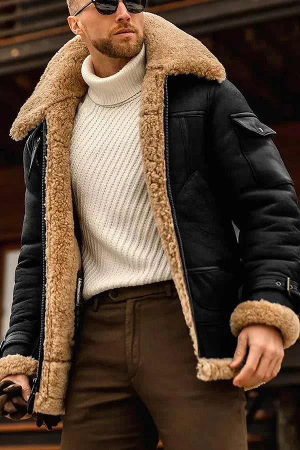 Elarova | Camel Stilvolle Fliegende Lederjacke Für Männer