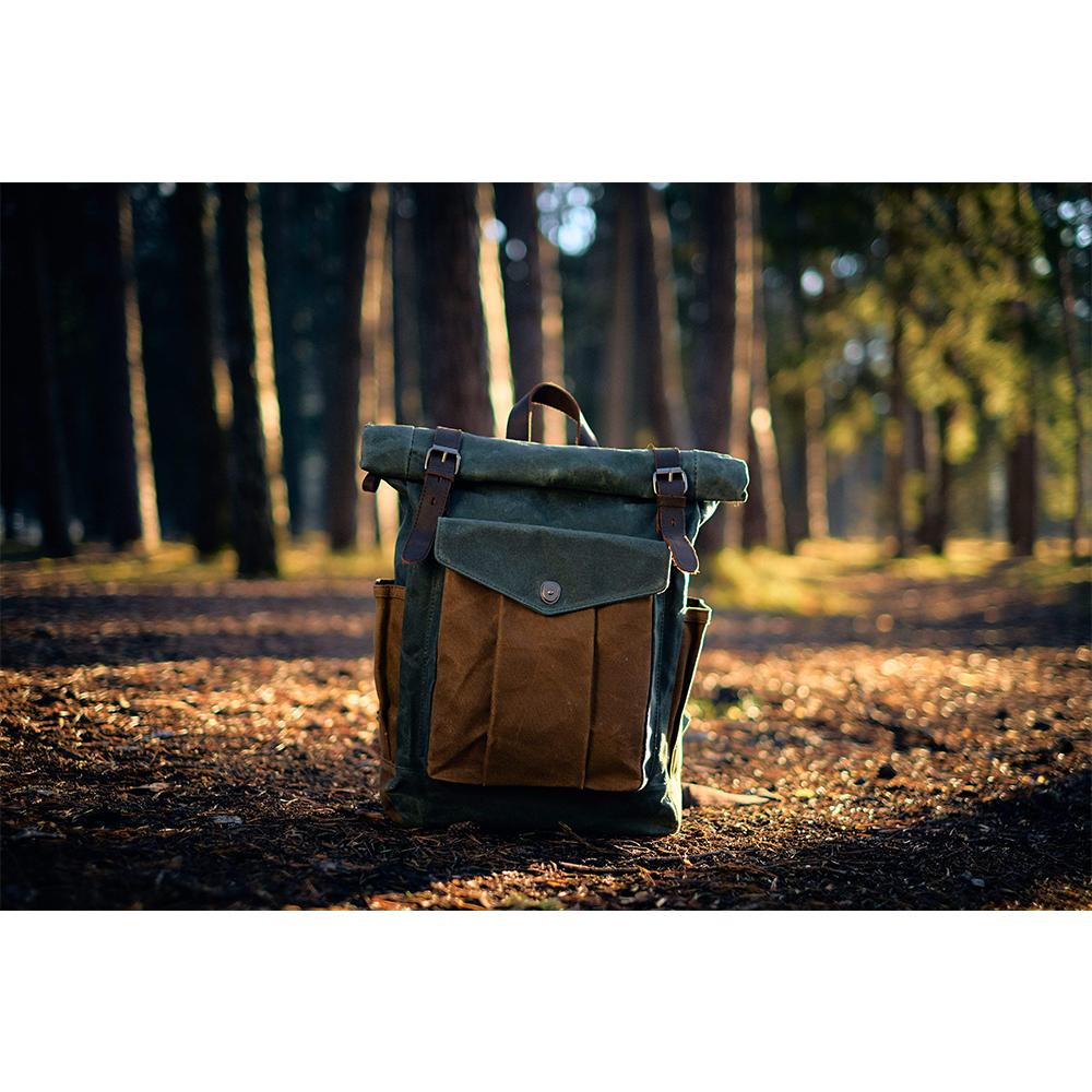 Elarova | Canvas Rolltop Rucksack LundaStyle Nachhaltig und stilvoll für Abenteurer