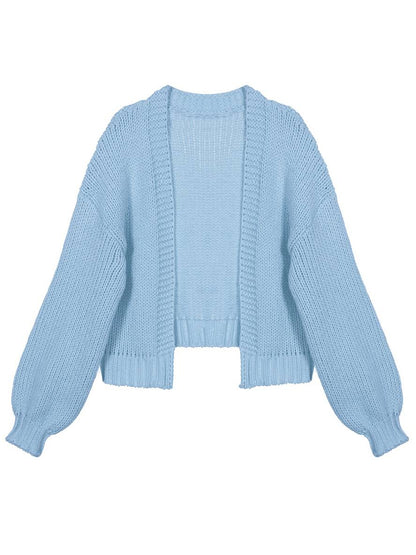 Elarova | Cardigan aus Grobstrick Einfarbig mit Abfallenden Schultern Langarm Damen Elegant Lässig Weit Oversized Blouson