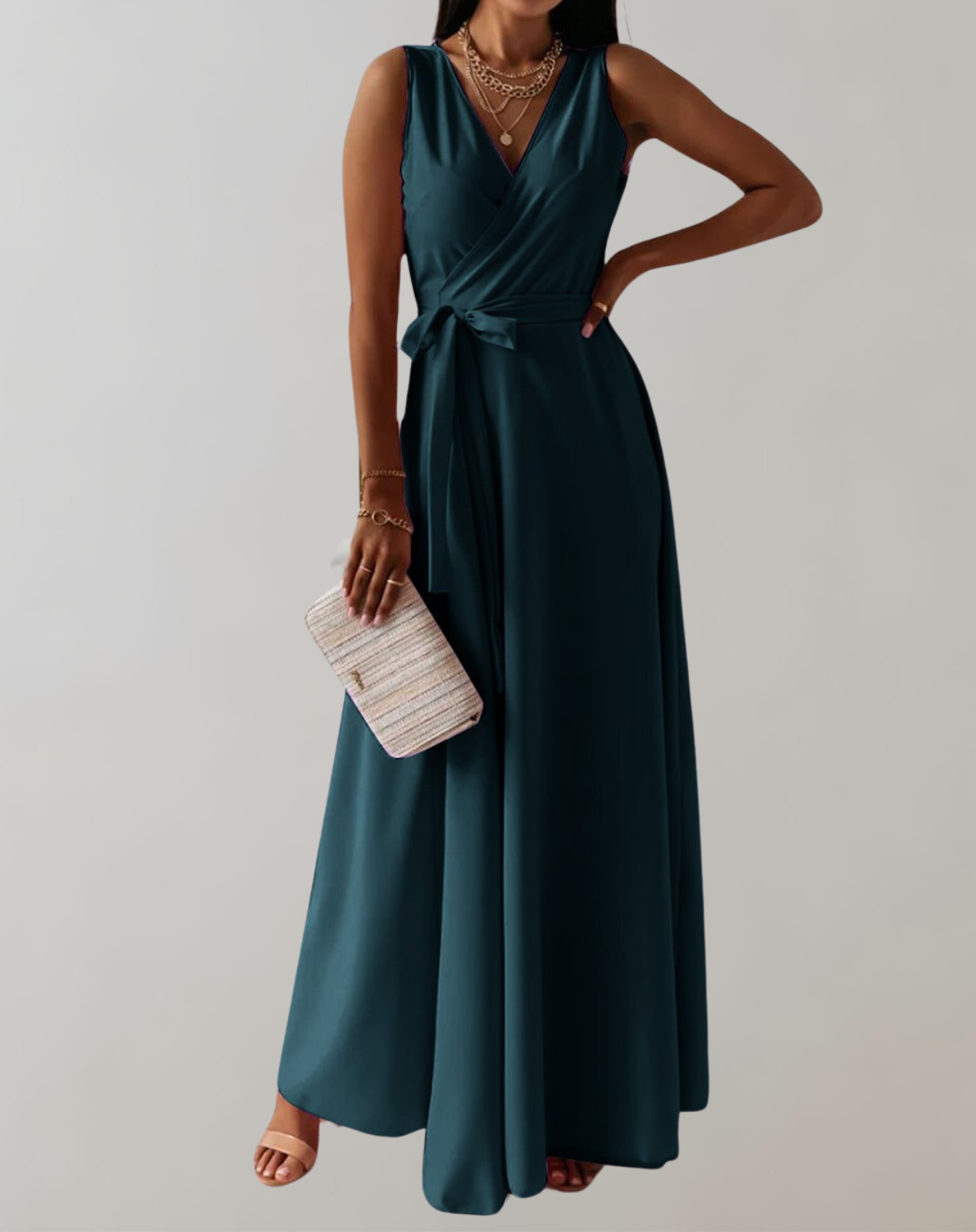 Elarova | Cocktail Kleid mit Taillengurtel | Schickes Maxikleid Zeitlos Design
