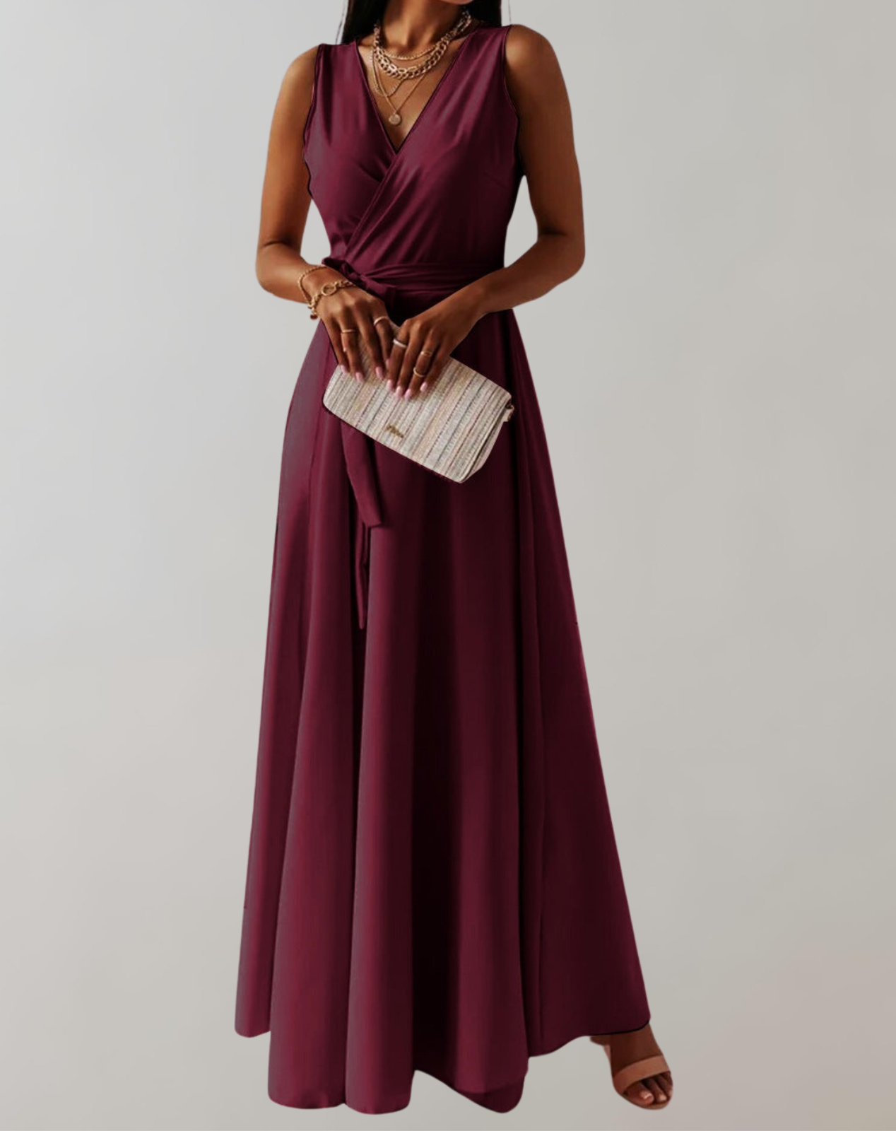 Elarova | Cocktail Kleid mit Taillengurtel | Schickes Maxikleid Zeitlos Design