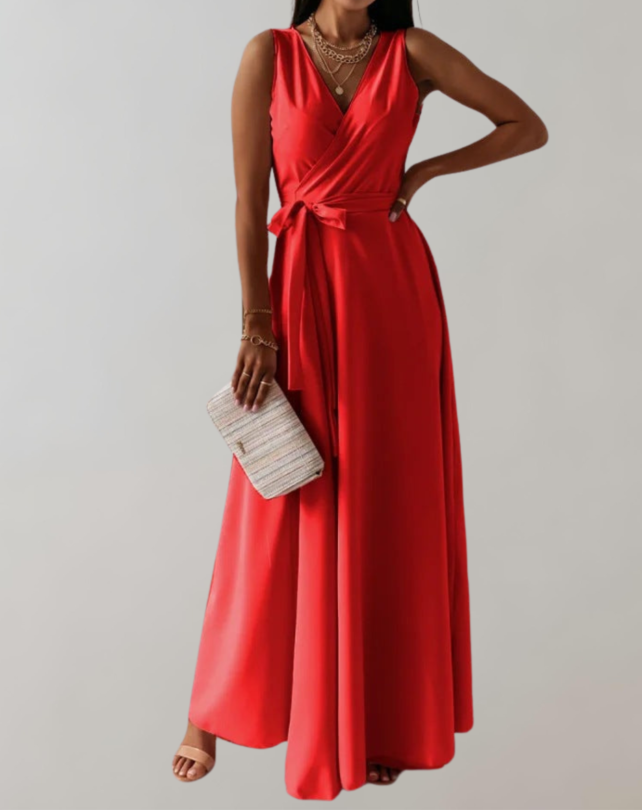 Elarova | Cocktail Kleid mit Taillengurtel | Schickes Maxikleid Zeitlos Design