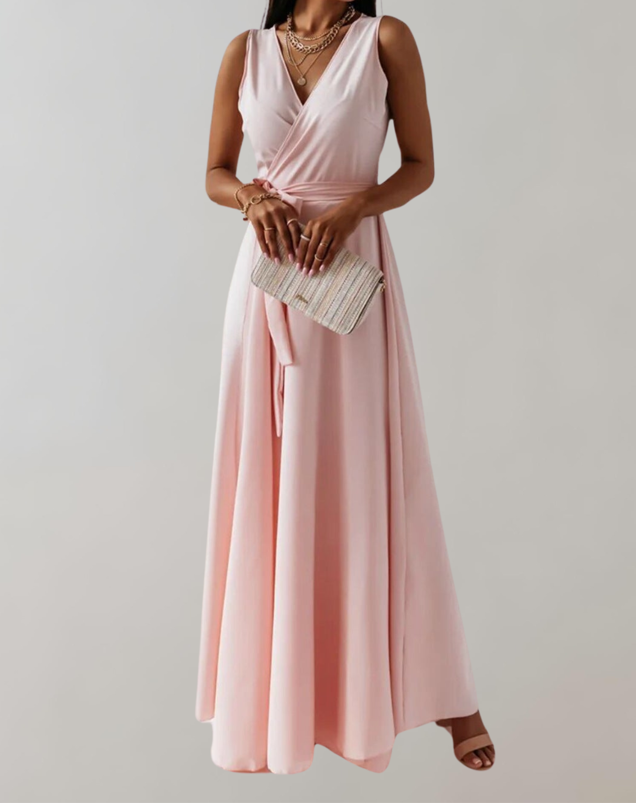 Elarova | Cocktail Kleid mit Taillengurtel | Schickes Maxikleid Zeitlos Design