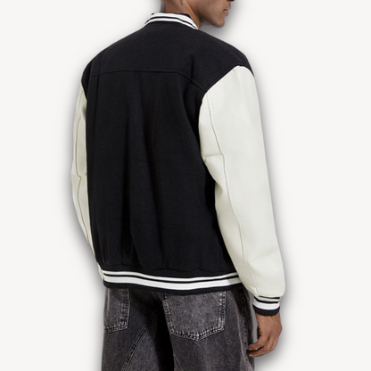 Elarova | Collegejacke für Herren – Körper aus Wollmischung mit Ärmeln aus Kunstleder – Klassischer Letterman-Stil