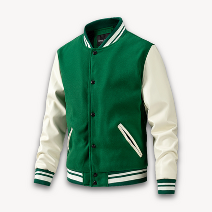 Elarova | Collegejacke für Herren – Körper aus Wollmischung mit Ärmeln aus Kunstleder – Klassischer Letterman-Stil