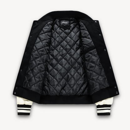 Elarova | Collegejacke für Herren – Körper aus Wollmischung mit Ärmeln aus Kunstleder – Klassischer Letterman-Stil