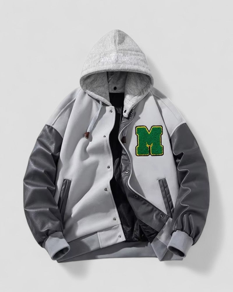 Elarova | Collegejacke mit Fleecefutter und Ärmeln aus Kunstleder