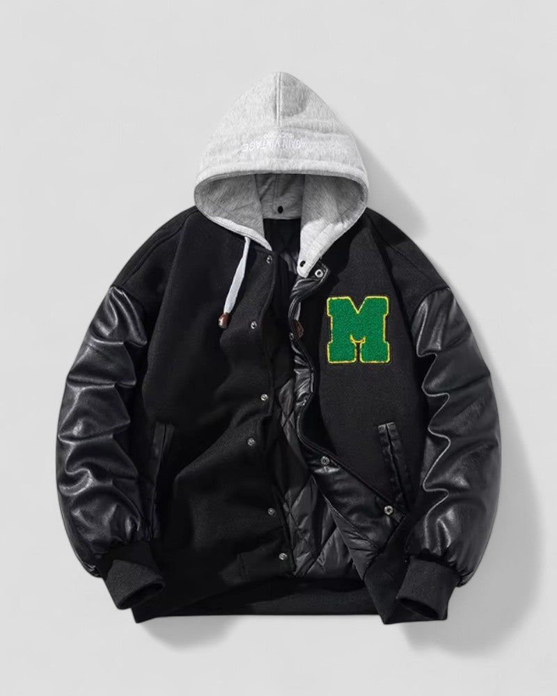 Elarova | Collegejacke mit Fleecefutter und Ärmeln aus Kunstleder