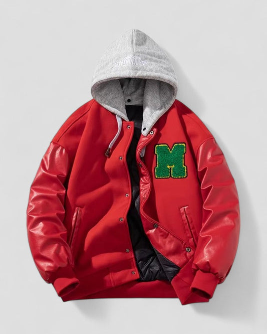 Elarova | Collegejacke mit Fleecefutter und Ärmeln aus Kunstleder