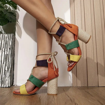 Elarova | Colorblock-Sandalen für Damen mit Absätzen