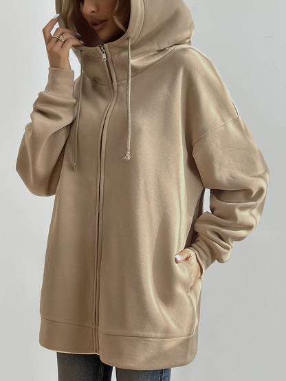 Elarova | Comfort - Extrem bequemer langer Zip-Up-Plüsch-Hoodie mit Kapuze für Damen