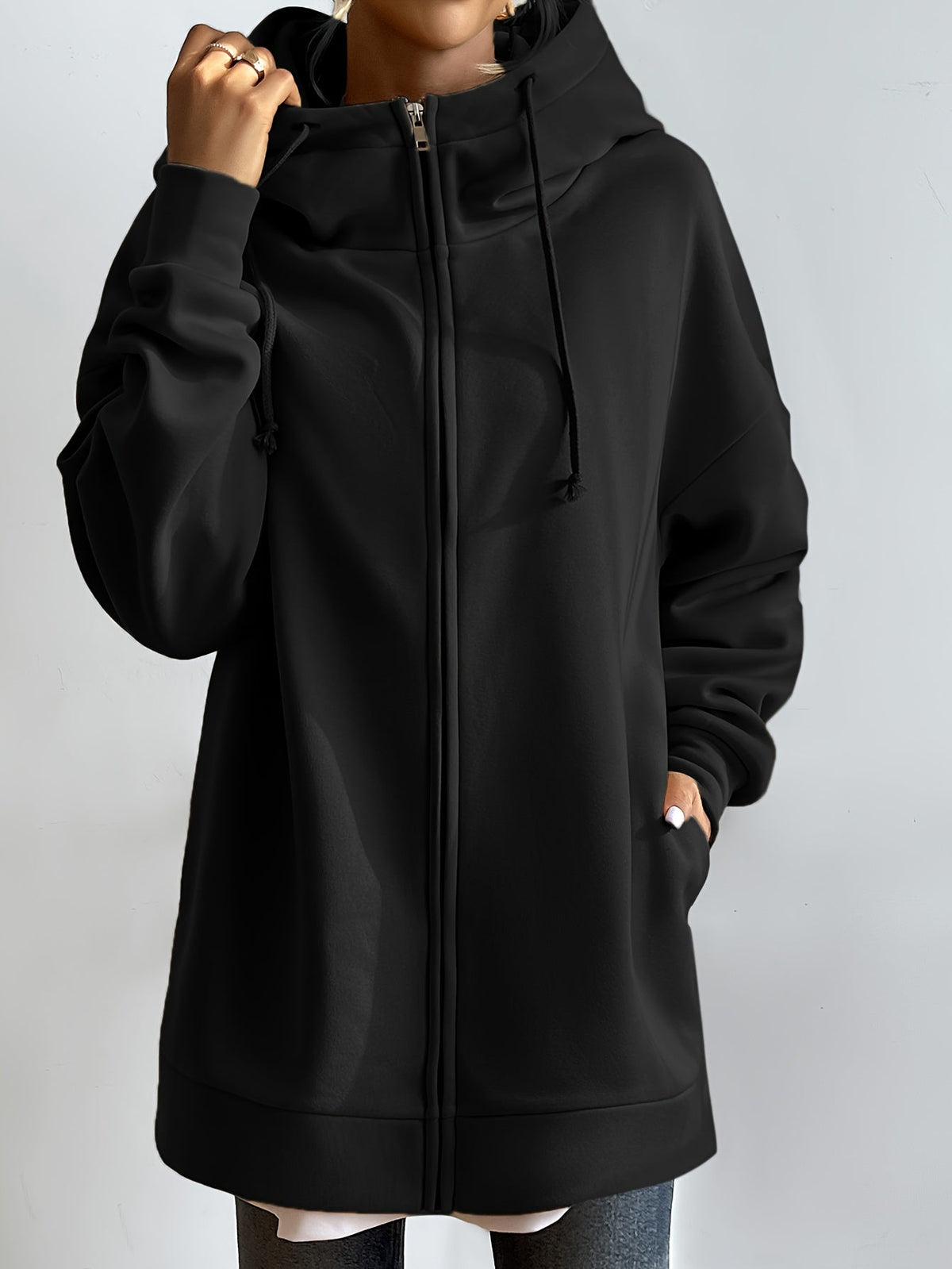 Elarova | Comfort - Extrem bequemer langer Zip-Up-Plüsch-Hoodie mit Kapuze für Damen