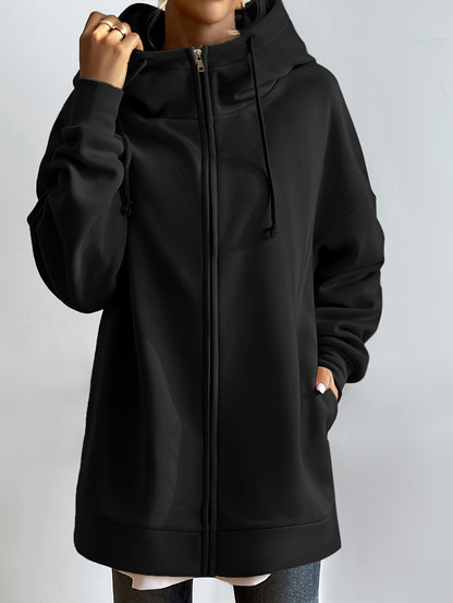 Elarova | Comfort - Extrem bequemer langer Zip-Up-Plüsch-Hoodie mit Kapuze für Damen