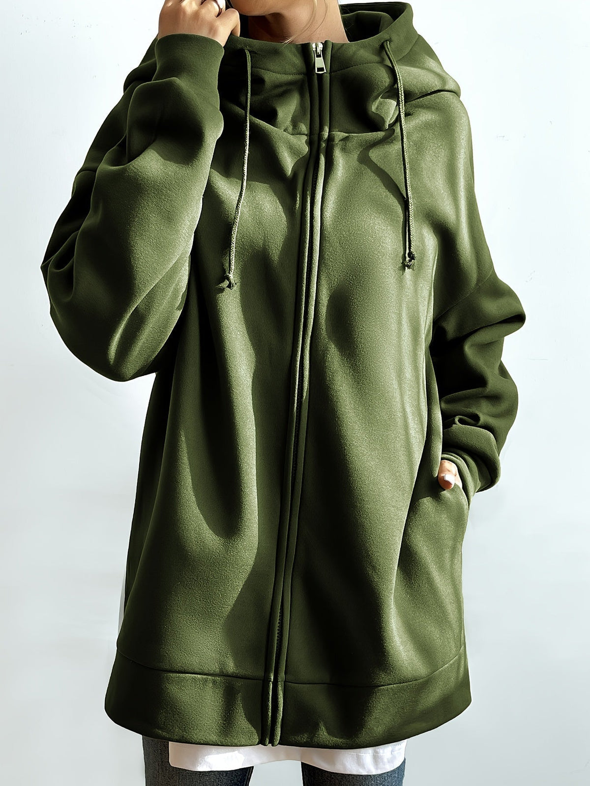 Elarova | Comfort - Extrem bequemer langer Zip-Up-Plüsch-Hoodie mit Kapuze für Damen