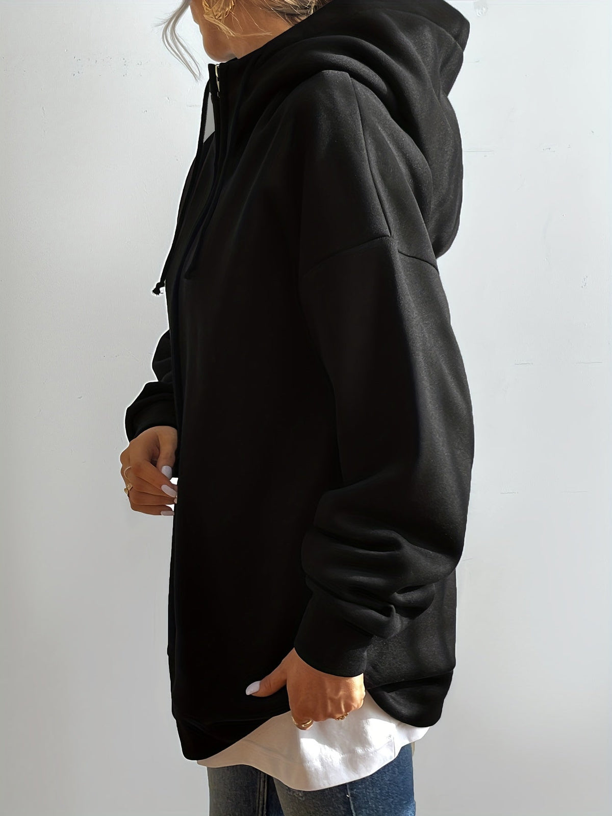 Elarova | Comfort - Extrem bequemer langer Zip-Up-Plüsch-Hoodie mit Kapuze für Damen
