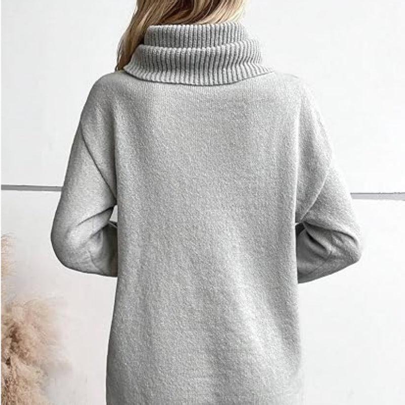Elarova | Cooler Rollkragen Lockere Strickpullover