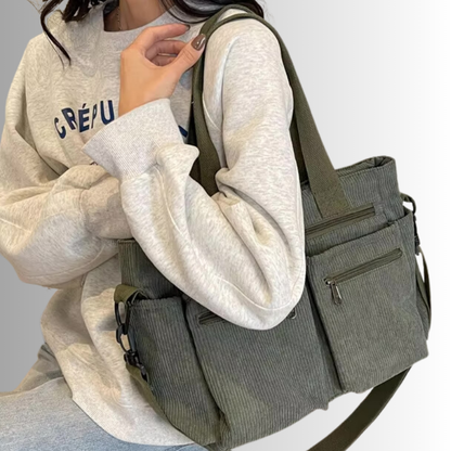Elarova | Cord Schultertasche Mit Mehreren Taschen Für Damen