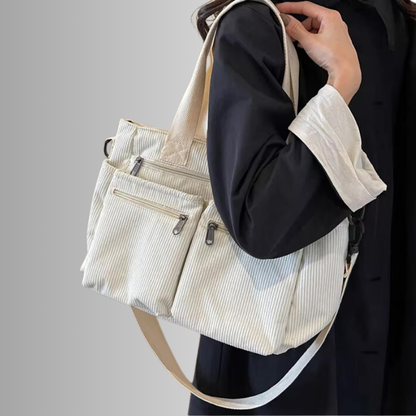 Elarova | Cord Schultertasche Mit Mehreren Taschen Für Damen