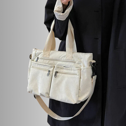 Elarova | Cord Schultertasche Mit Mehreren Taschen Für Damen