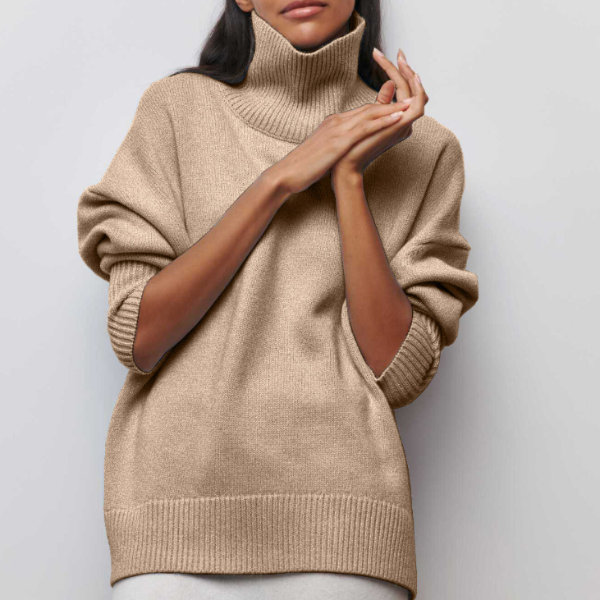 Elarova | Cotton - übergroßer Pullover mit Rollkragen