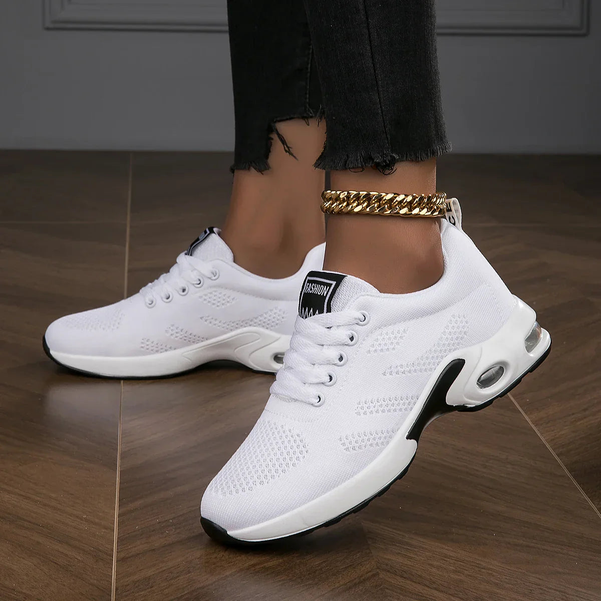 Elarova | Damen Atmungsaktive Leichte Weiße Laufschuhe