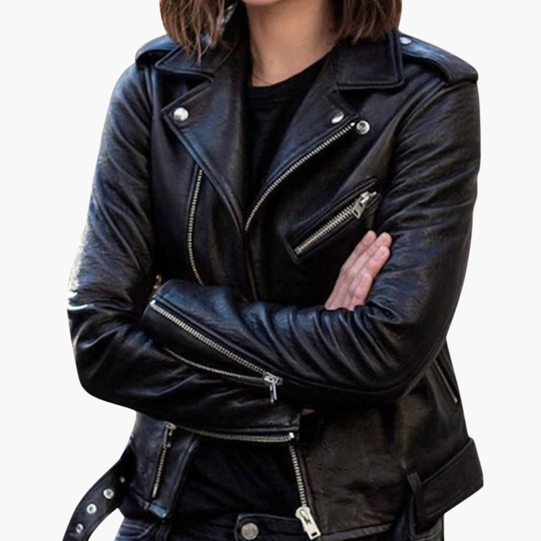 Elarova | Damen Bikerjacke mit Reverskragen und Reißverschlusstaschen