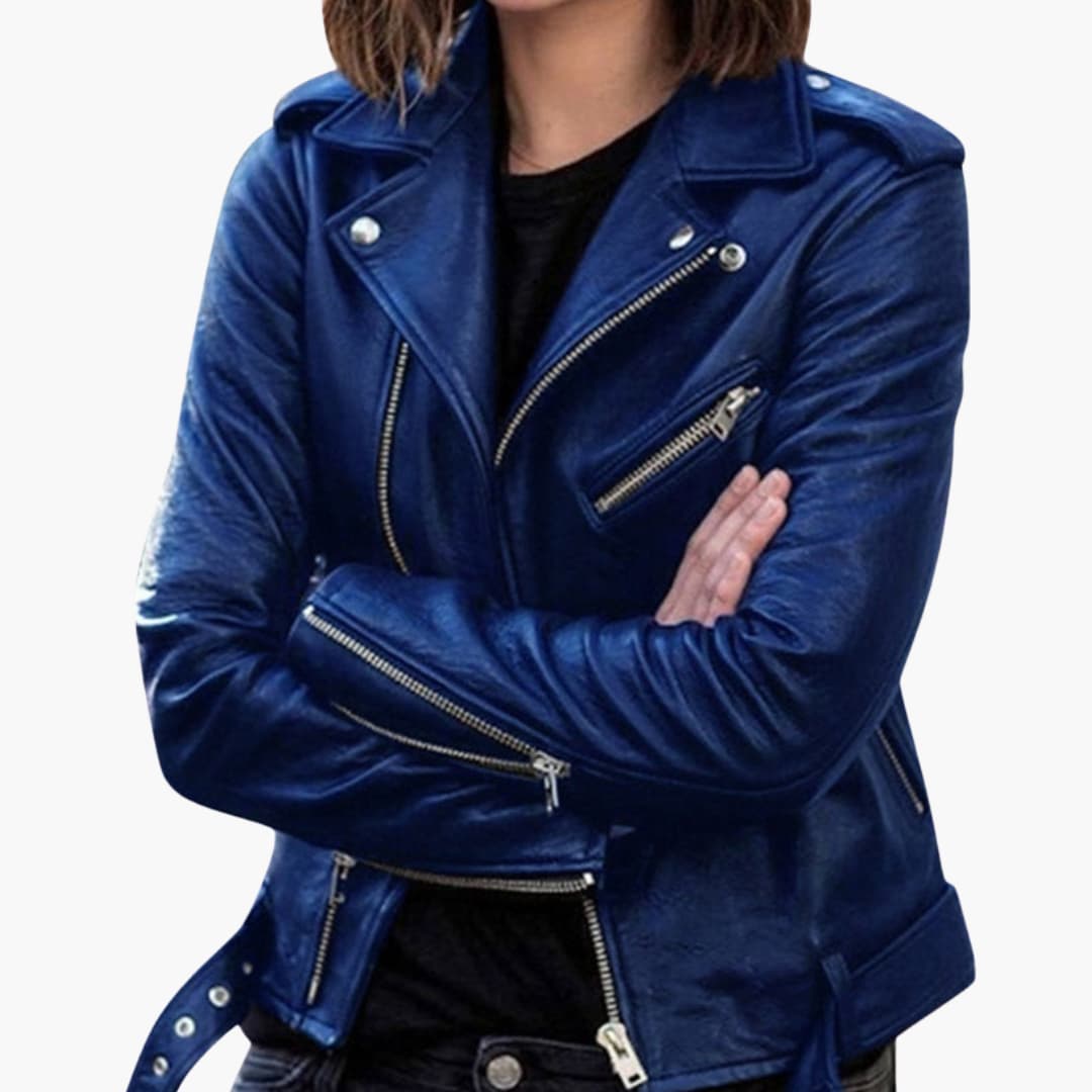 Elarova | Damen Bikerjacke mit Reverskragen und Reißverschlusstaschen