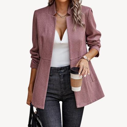 Elarova | Damen-Blazerjacke mit Fischgrätenmuster