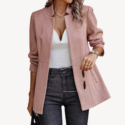 Elarova | Damen-Blazerjacke mit Fischgrätenmuster