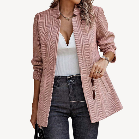 Elarova | Damen-Blazerjacke mit Fischgrätenmuster