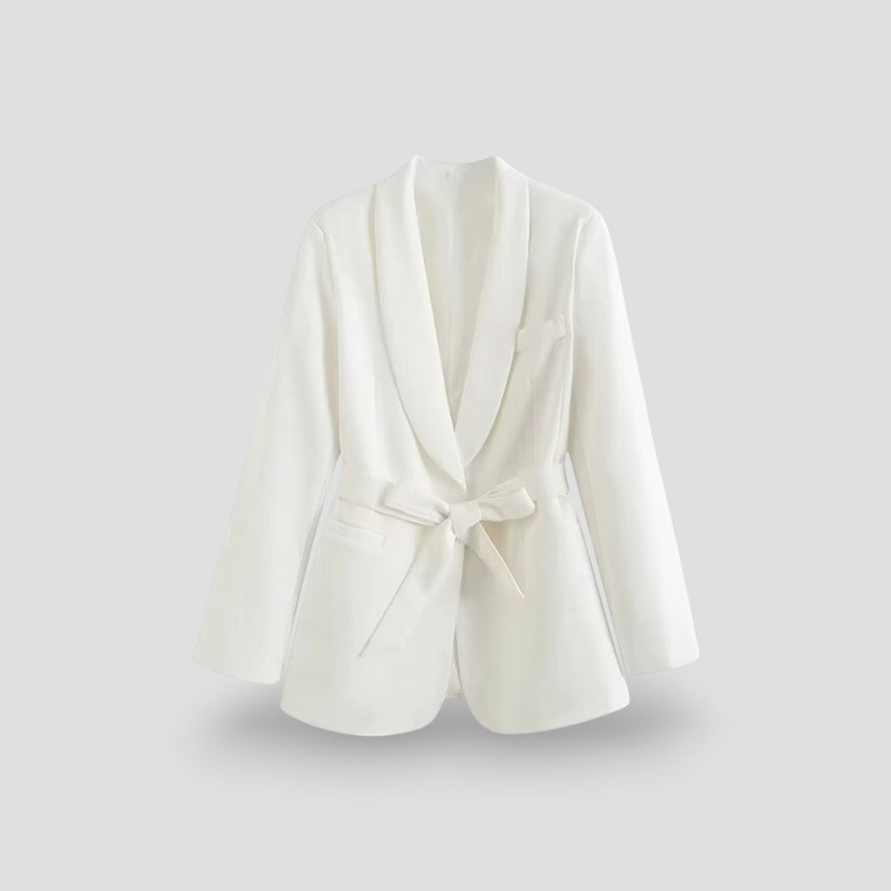 Elarova | Damen Blazerjacke mit Gürtel und Schalkragen