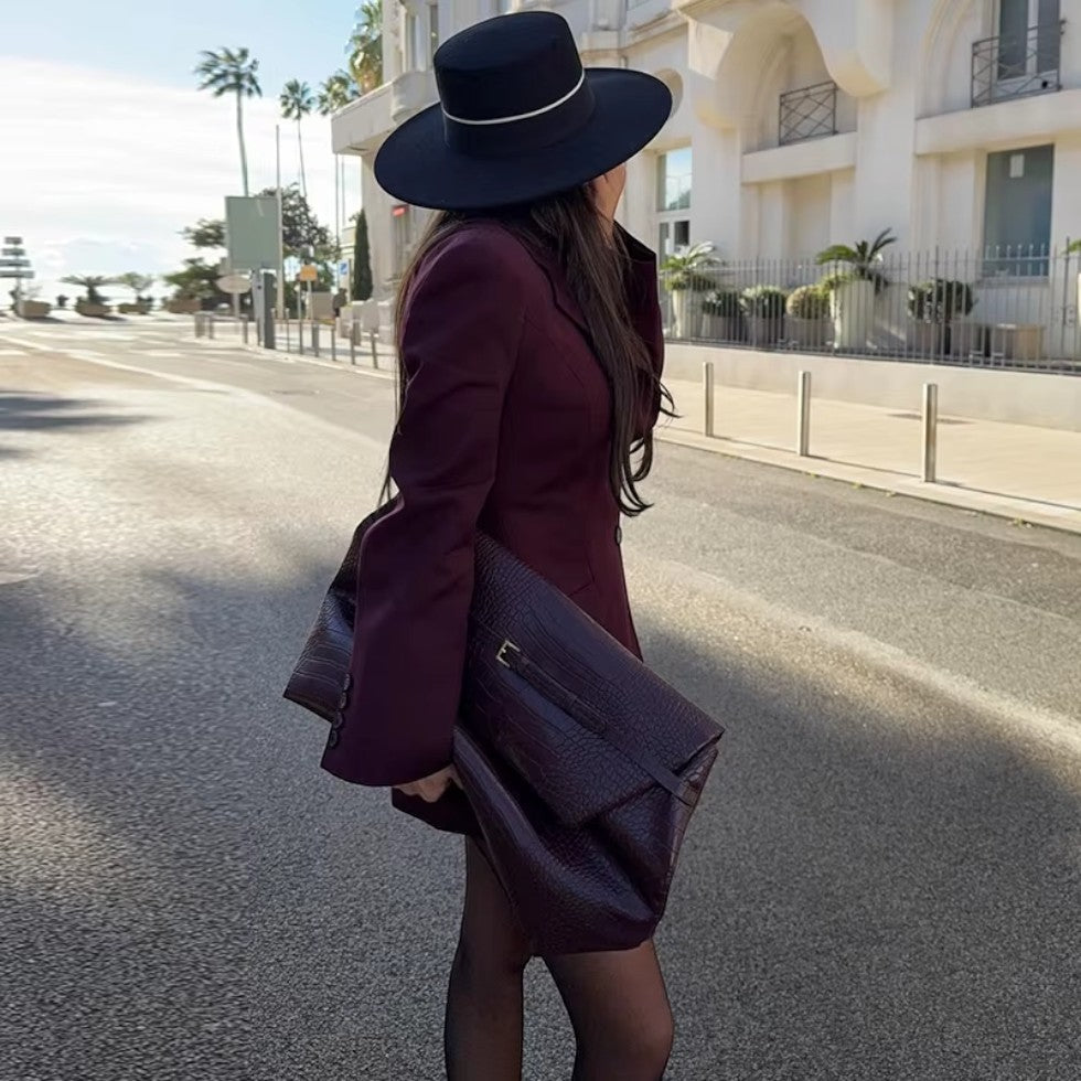 Elarova | Damen Blazerkleid Langarm Tailored Jacket