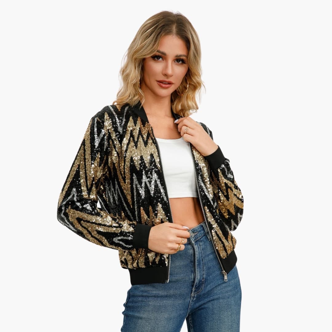 Elarova | Damen Bomberjacke mit Pailletten