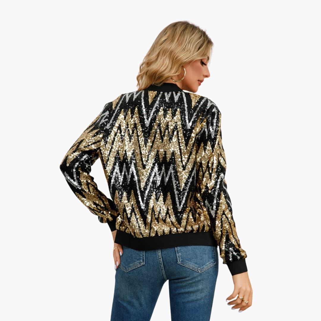 Elarova | Damen Bomberjacke mit Pailletten