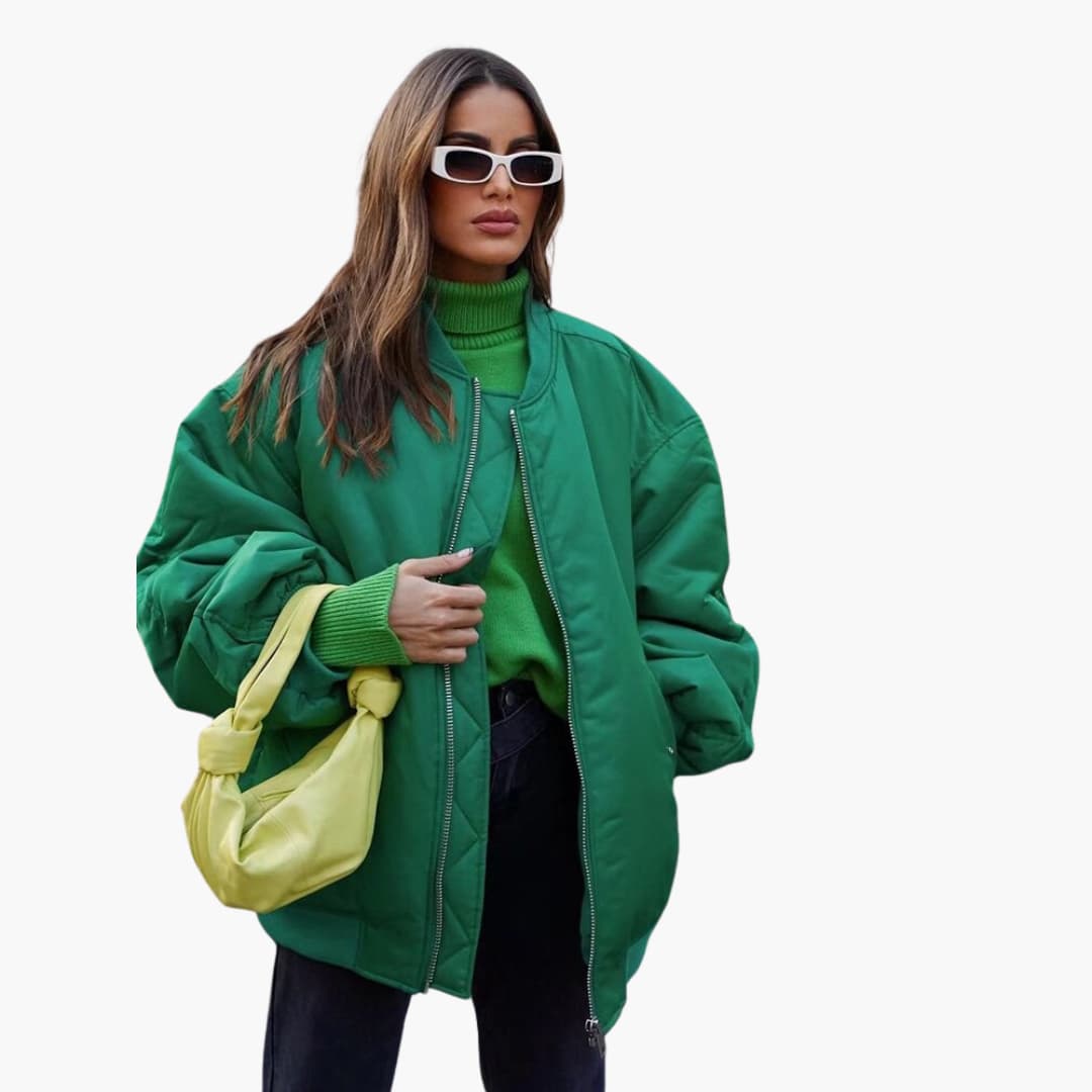 Elarova | Damen Bomberjacke mit Reißverschluss und Pattentaschen