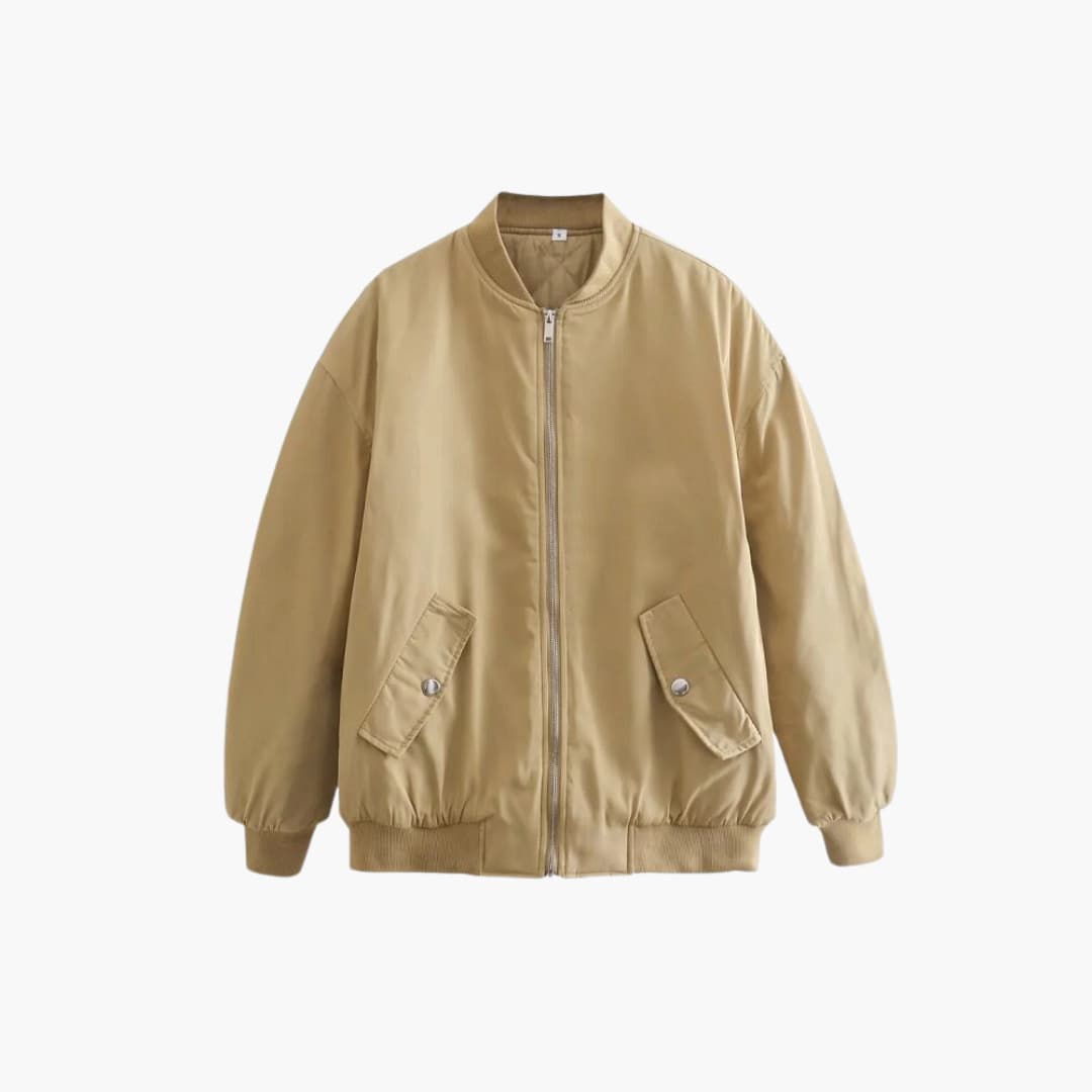 Elarova | Damen Bomberjacke mit Reißverschluss und Pattentaschen