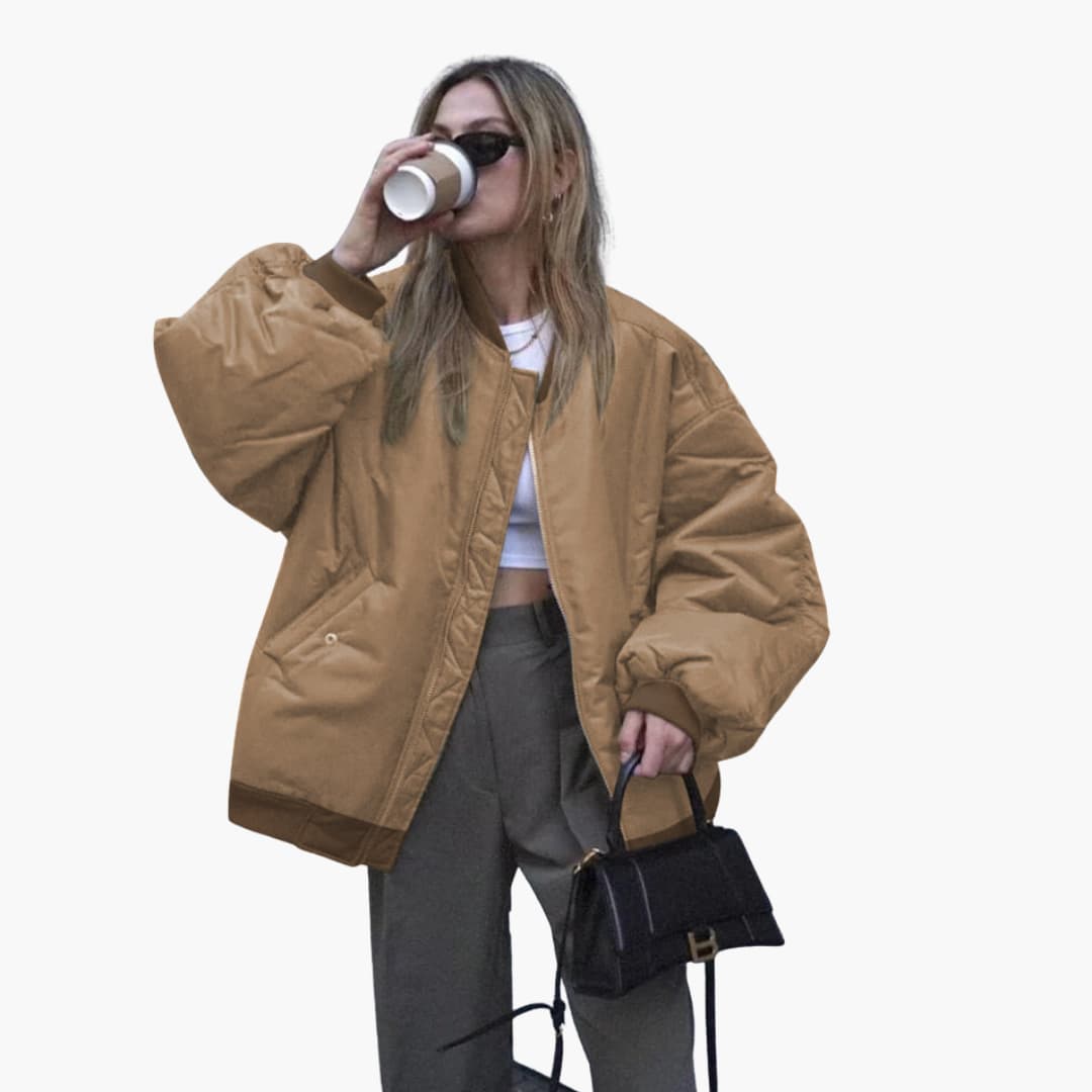 Elarova | Damen Bomberjacke mit Reißverschluss und Pattentaschen