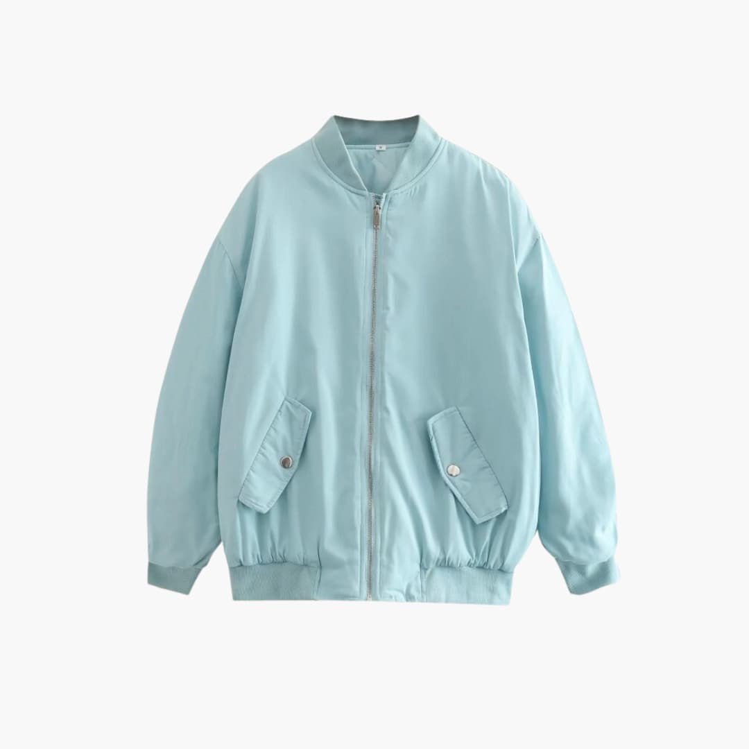 Elarova | Damen Bomberjacke mit Reißverschluss und Pattentaschen